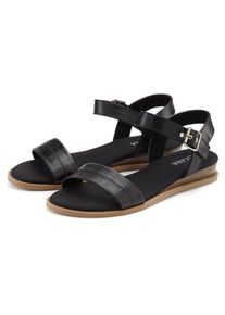 Sandale Lascana "offener Schuh, Sandalette, Keilsandalette", Damen, Gr. 42, schwarz, Obermaterial: 100% Lederimitat. Decksohle: 100% Lederimitat. Futter: 100% Lederimitat. Laufsohle: 100% Synthetik, unifarben, Schuhe Sandale, mit Kroko-Pr&auml;gung und kleinem Keilabsatz