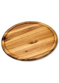 Pizzateller Kesper "Servierbrett", braun, B:32cm H:2cm L:32cm &Oslash;:32cm, Holz, Speiseteller, Pizzateller, mit hohem Rand, aus Akazienholz