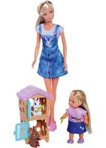 Anziehpuppe Simba "Steffi Love, Rabbit Family", bunt, Puppen, Kinder, Anziehpuppe, mit Schwester Evi und zwei Hasen