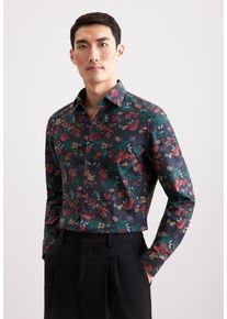 Businesshemd Seidensticker "Schwarze Rose", Herren, Gr. S (37), normale &Auml;rmell&auml;ngen, grau, 100% Baumwolle, gebl&uuml;mt, slim fit, 2-Knopf-Manschette, Hemden Businesshemd, Slim 1/1 Kentkragen Gebl&uuml;mt