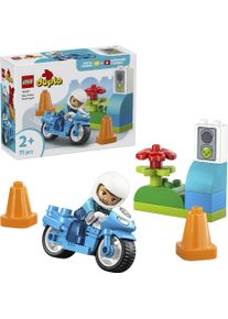 Konstruktionsspielsteine Lego "Blaues Polizeimotorrad (10471), Lego DUPLO Town", bunt, Spielbausteine, Kinder, Kunststoff, Konstruktionsspielsteine