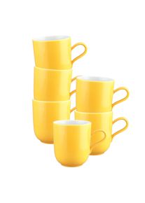 Becher Seltmann Weiden "Henkelbecher Liberty Pure Colors 400 ml 6er Set", gelb (gelb glow), B:8,6cm H:10cm, Porzellan, Trinkgef&auml;&szlig;e, Becher, Sp&uuml;lmaschinenfest, Mikrowellensicher, Ofenfest
