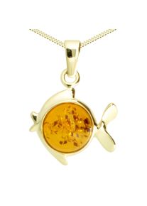 Kette und Anh&auml;nger Set OSTSEE-SCHMUCK "- Fisch - Gold 333/000 - Bernstein" Gr. 42, gold (gold 333, goldfarben, gelb), Schmuck_Sets, Damen, 42, Gelbgold 333, Kette und Anh&auml;nger Set