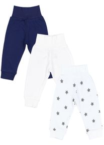 Pumphose TUPTAM "Pumphose Baby Jungen Lange Pumphose 3er Pack", M&auml;dchen, Gr. 86, N-Gr, blau (blau_wei&szlig;_sterne), Obermaterial: 100% Baumwolle CO., Hosen Pumphose