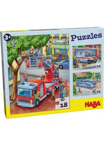 Puzzle Haba "Polizei, Feuerwehr & Co.", bunt, Puzzles, Kinder, Pappe, Puzzle, Made in Europe
