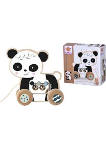 Nachziehtier Eichhorn "Panda", bunt, Nachziehspielzeug, BabyL:15cm, Holz, Silikon, Nachziehtier, L:15cm
