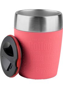 Thermobecher Emsa "Travel Cup", pink, B:8,7cm H:11,2cm, Edelstahl, Silikon, Trinkgef&auml;&szlig;e, Thermobecher, 0,2 Liter, Edelstahl, Trink- und Eisbecher, gummierte Manschette