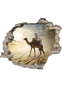 Wandtattoo queence "Kamelreiter", bunt, B:60cm H:50cm T:0,1cm, Wandtattoos, Wandtattoo, Wandsticker, Wandbild, selbstklebend, 3D, Wanddurchbruch