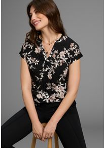 Hemdbluse Laura Scott, Damen, Gr. 36, schwarz (schwarz, gebl&uuml;mt), Jersey, Obermaterial: 100% Viskose. R&uuml;ckenteil: 95% Viskose, 5% Elasthan, bedruckt, gebl&uuml;mt, gemustert, mehrfarbig, bequem h&uuml;ftbedeckend, Rundhals, weit, Blusen Hemdbluse, in modischem Blumen-Print
