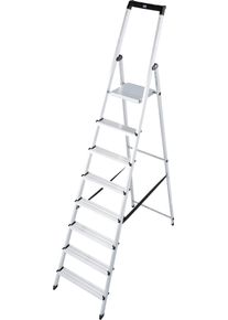 Stehleiter Krause "Solidy", grau (aluminiumfarben), B:54cm H:11cm L:250cm, Aluminium, Leitern, Stehleiter, Aluminium, 1x8 Stufen, Arbeitsh&ouml;he ca. 370 cm