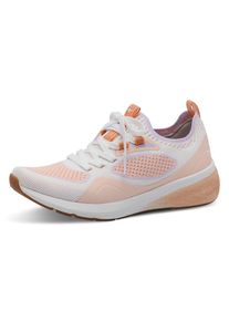 Slip-On Sneaker Tamaris, Damen, Gr. 40, orange (orange, kombiniert), Lederimitat, Textil, Schuhe Slip-On Sneaker, Freizeitschuh, Halbschuh, Slipper mit aufgesetzer Schn&uuml;rung