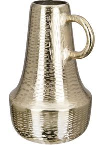 Tischvase Gilde "Lola, in Krugform, Dekovase", gold (goldfarben), H:30cm &Oslash;:19cm, Aluminium, Vasen, Tischvase, Vase aus Aluminium, mit geritzter Oberfl&auml;chenstruktur, H&ouml;he ca. 30 cm