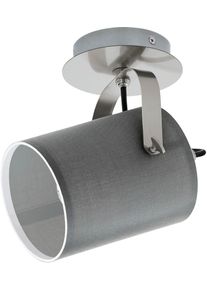 Eglo Wandleuchte "VILLABATE", grau (nickelfarben, grau), 1, &Oslash; 12cm, Leuchten, Textil Wandleuchte, aus Stahl und Stoff, Nickel matt und grau, E27, Wandleuchte
