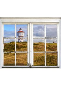 Wandsticker queence "Leuchtturm", braun, B:40cm H:60cm T:0,1cm, Wandtattoos, Wandsticker, Wandsticker, Wandbild, selbstklebend, Leuchtturm, 3D, Fenster