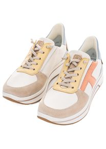 Slip-On Sneaker Ara "SAPPORO", Damen, Gr. 2,5, bunt (creme multi), Glattleder, Veloursleder, Schuhe Slip-On Sneaker, Freizeitschuh, Schn&uuml;rschuh mit Frottee-Futter, H-Weite