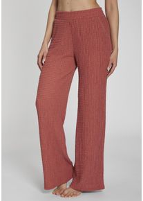 Homewearhose Lascana, Damen, Gr. 32/34, N-Gr, rostfarben, Obermaterial: 78% Polyester, 20% Viskose, 2% Elasthan, unifarben, lang, Hosen Homewearhose, mit strukturierter Oberfl&auml;che