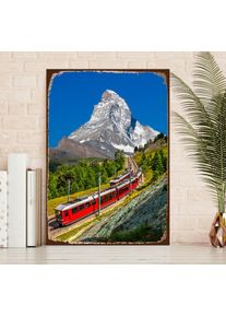 Metallbild queence "Matterhorn Express", blau (farbe bild(er): blau), B:20cm H:30cm, Metall, Stahl, Bilder, Metallbild, Stahlschilder