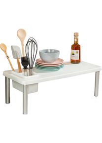 K&uuml;chenregal Ruco, silber (silber, wei&szlig;), B:55cm H:18cm T:23,5cm, Aluminium, Regale, K&uuml;chenregal, mit Besteckkorb, Aluminium/Kunststoff