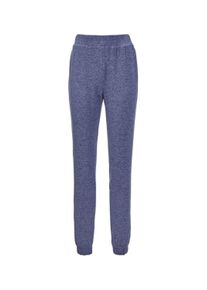 Stoffhose GOLDNER "Bequeme Flausch-Freizeithose mit B&uuml;ndchen", Damen, Gr. 38, N-Gr, blau (marine, melange), Obermaterial: 70% Polyester PES. 25% Viskose CV. 5% Eiderdaune Eider., normal, Hosen Stoffhose, sportlich