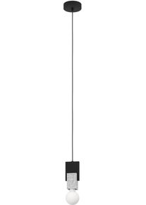 Eglo H&auml;ngeleuchte "LOBATIA", schwarz, &Oslash; 10,5cm H: 110cm, 1 Stk., Leuchten, H&auml;ngeleuchte in schwarz aus Stahl, Holz - exkl. E27 - 40W, H&auml;ngeleuchte