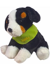 Kuscheltier Heunec "Berner Sennenhund, 38 cm", bunt (schwarz, braun, wei&szlig;), Pl&uuml;schfiguren, KinderH:38cm, Pl&uuml;sch, Kuscheltier, mit gr&uuml;nem Halstuch und individueller Bestickung, H:38cm