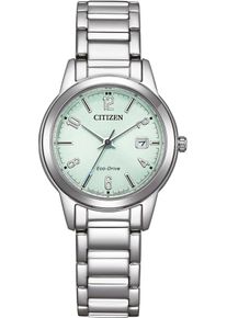 Solaruhr Citizen, silber (silberfarben, hellgr&uuml;n), Armbanduhren, Damen, Solaruhr, Armbanduhr, Damenuhr, Edelstahlarmband, Datum