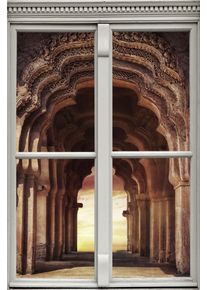 Wandsticker queence "Tor", rot, B:40cm H:60cm T:0,1cm, Wandtattoos, Wandsticker, Wandsticker, Wandbild, selbstklebend, 3D, Fenster