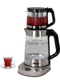 Unold Elektro UNOLD Samowar "Selin", silber (glas, edelstahl), B:22,6cm H:38,7cm T:22,3cm, Wasserkocher, Teekanne und Wasserkocher in einem Ger&auml;t, Samowar