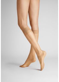 Feinkniestr&uuml;mpfe Hudson "Kniestrumpf Simply Shine 15 2-Pack", Damen, Gr. 35-38, braun (skin 0014), Obermaterial: 86% Polyamid PA. 14% Elasthan EL., Socken Feinkniestr&uuml;mpfe