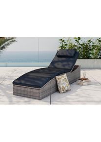 Ambia Garden Gartenliege, Grau, Metall, Kunststoff, Textil, F&uuml;llung: Polyester,Polyester, 190x80x60 cm, R&uuml;ckenlehne verstellbar, Gartenm&ouml;bel, Gartenliegen, Sonnenliegen