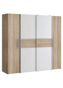 CARRYHOME Dreht&uuml;renschrank, Wei&szlig;, Sonoma Eiche, Holzwerkstoff, 8 F&auml;cher, 200.1x190.5x61.6 cm, in verschiedenen Holzdekoren erh&auml;ltlich, Kombination aus Dreh- und Schwebet&uuml;ren, Schlafzimmer, Komplette Schlafzimmer und Serien, Schlafzimmerserien