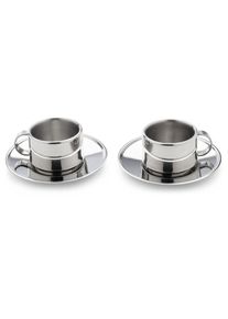 Italiaanse espressokopjes roestvrij staal (2 stuks)