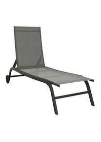 Ambia Garden Gartenliege, Grau, Metall, Textil, 192x60x93 cm, R&auml;der am Kopfende, R&uuml;ckenlehne verstellbar, Gartenm&ouml;bel, Gartenliegen, Sonnenliegen