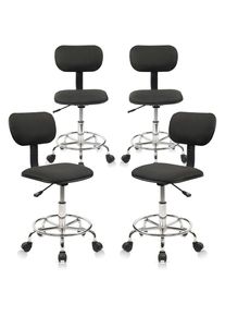 Adjustable Height Swivel Stool with Backrest, Wide and Comfortable for Office, Spa, Tattoo, or Barber Use, Black, 4-Pack