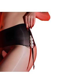 New Pearl Design Playful Open Crotch Stockings with No Shedding Ultra-thin 3D Glossy and Silky Black Mesh Stockings for Women