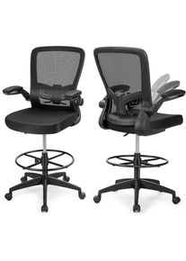 High Back Ergonomic Mesh Office Chair with Footrest, Adjustable Armrests, Lumbar Support, Height Adjustable for Tall People (Bla