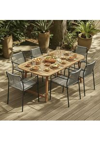 Gartensessel-Set 2-er Hellgrau aus Textil/Metall