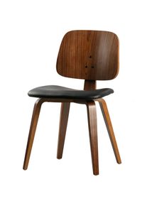 Stuhl Classic Lederlook Walnussfarben/Schwarz