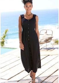 Lascana Dames Maxi-jurk in zwart ,maat 42, Witt, 85% Viscose, 15% Linnen