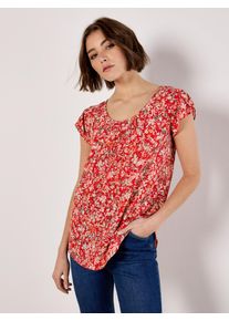 Druckbluse Apricot "Bluse", Damen, Gr. S (36), rot (navy), Obermaterial: 51% Viskose CV. 49% Viskose LENZING ECOVERO CV LenzEcov., gebl&uuml;mt, Blusen Druckbluse, mit Tulpen&auml;rmel