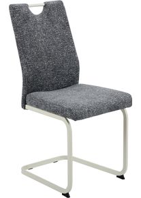 Freischwinger Hela "TIVOLI", grau (dunkelgrau, perlwei&szlig;, perlwei&szlig;, dunkelgrau), B:43,5cm H:97cm T:60,5cm, Metall, Polyester, Stoff, St&uuml;hle, Freischwinger, Freischwinger, Gestell Perlwei&szlig;, mit Griff, 140kg belastbar