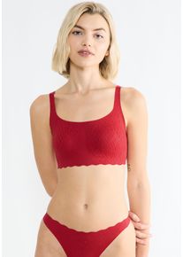 Bustier Sloggi "ZERO Feel Bliss", Damen, Gr. M, N-Gr, rot (shanghai rot), Spitze, Obermaterial: 76% Polyamid, 24% Elasthan, BHs Bustier, mit herausnehmbaren, atmungsaktiven Pads und Stretch-Spitze