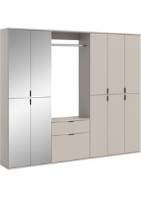 Garderoben-Set Home Affaire "TRONDHEIM, 6-teilig, Breite 213cm, individuell platzier- & erweiterbar", kaschmir, B:213cm H:193cm T:34cm, Holzwerkstoff, Kastenm&ouml;bel-Sets, Garderoben-Set, Garderobenschrank, Kleiderschrank, Schrankkombination, Garderobe