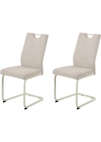 Freischwinger Hela "TIVOLI", beige (creme, perlwei&szlig;, perlwei&szlig;, creme), B:43,5cm H:97cm T:60,5cm, Metall, Polyester, Stoff, St&uuml;hle, Freischwinger, Freischwinger, Gestell Perlwei&szlig;, mit Griff, 140kg belastbar