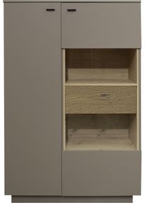 M&auml;usbacher Highboard M&Auml;USBACHER, braun (taupe matt lack nb, eiche massiv geschruppt), B:103cm H:151cm T:45cm, Holzwerkstoff, Sideboards, Highboard, B/H/T: 103x151x45, inkl. Beleuchtung