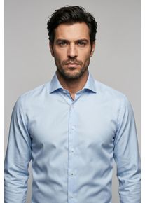 Businesshemd OLYMP "Level Five body fit", Herren, Gr. 38, N-Gr, blau (bleu), Web, Obermaterial: 64% Baumwolle, 27% Polyester, 9% Elasthan, Hemden Businesshemd