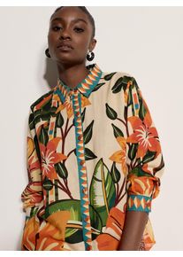 Klassische Bluse Apricot "Bluse", Damen, Gr. XS (34), grau (stein), gewebt, Obermaterial: 55% Viskose CV. 35% Baumwolle CO. 10% Leinen LI., gebl&uuml;mt, Blusen Klassische Bluse, mit Knopfleiste