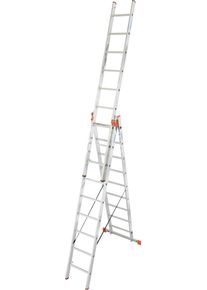 Vielzweckleiter Krause "Tribilo", silber (silberfarben), B:50cm H:270cm L:270cm, Aluminium, Leitern, Vielzweckleiter, mit Leiternspitzen, 3x9 Sprossen
