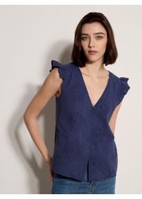 Klassische Bluse Apricot "Bluse", Damen, Gr. M (38), lila, gewebt, Obermaterial: 100% Baumwolle CO., gebl&uuml;mt, V-Ausschnitt, Fl&uuml;gel&auml;rmel R&uuml;schen, Blusen Klassische Bluse, mit Stickerei