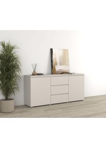 Sideboard OTTO HOME "Modo, Breite 150 cm, moderne grifflose Kommode 2T&uuml;ren/3 SK", beige (kaschmire, kaschmire), B:150cm H:68cm T:34,5cm, Melamin, Metall, Sideboards, Sideboard, Schubladenkommode mit viel Stauraum, Einlegeb&ouml;den verstellbar
